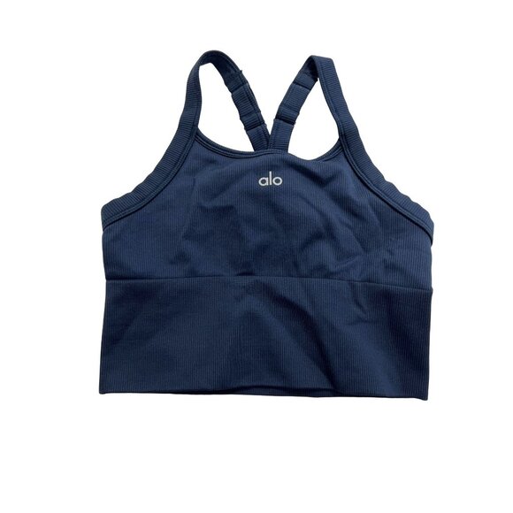 ALO Yoga Seamless Ribbed Favorite Bra Tank in Navy